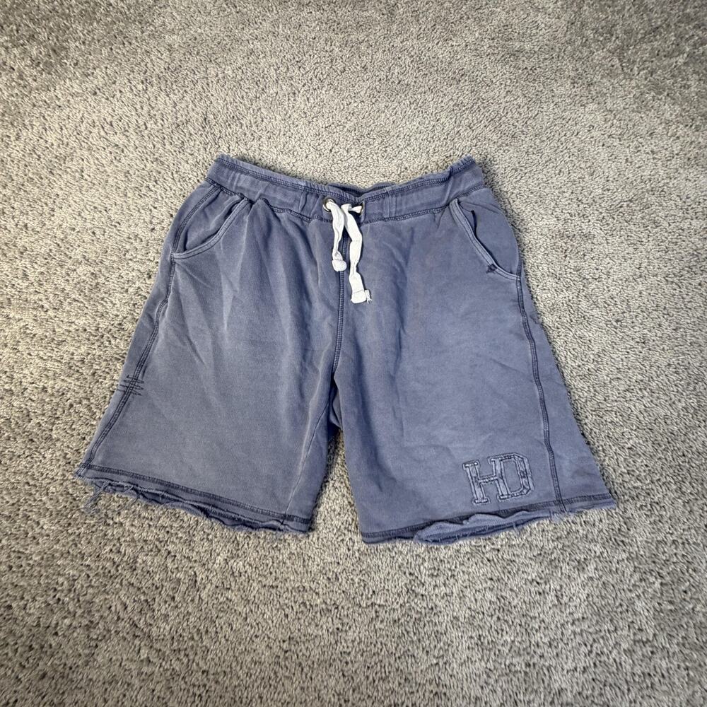 Hey Dude Shorts Mens M Blue 8 In Inseam Sweat Cotton Drawstring Distressed